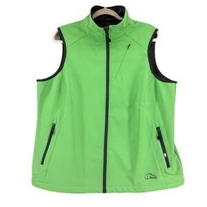 LL Bean Soft Shell Lined Vest Women's Plus Size 1X Water Resistant Green